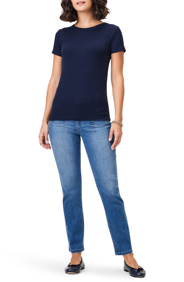 NIC+ZOE Perfect Crewneck Rib Top, Alternate, color, Dark Indigo