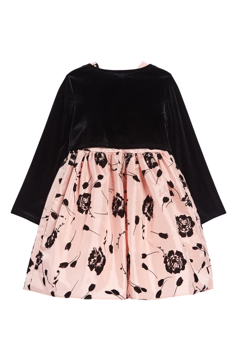 Frais Glitter Flocked Fit & Flare Dress & Cardigan Set, Alternate, color,