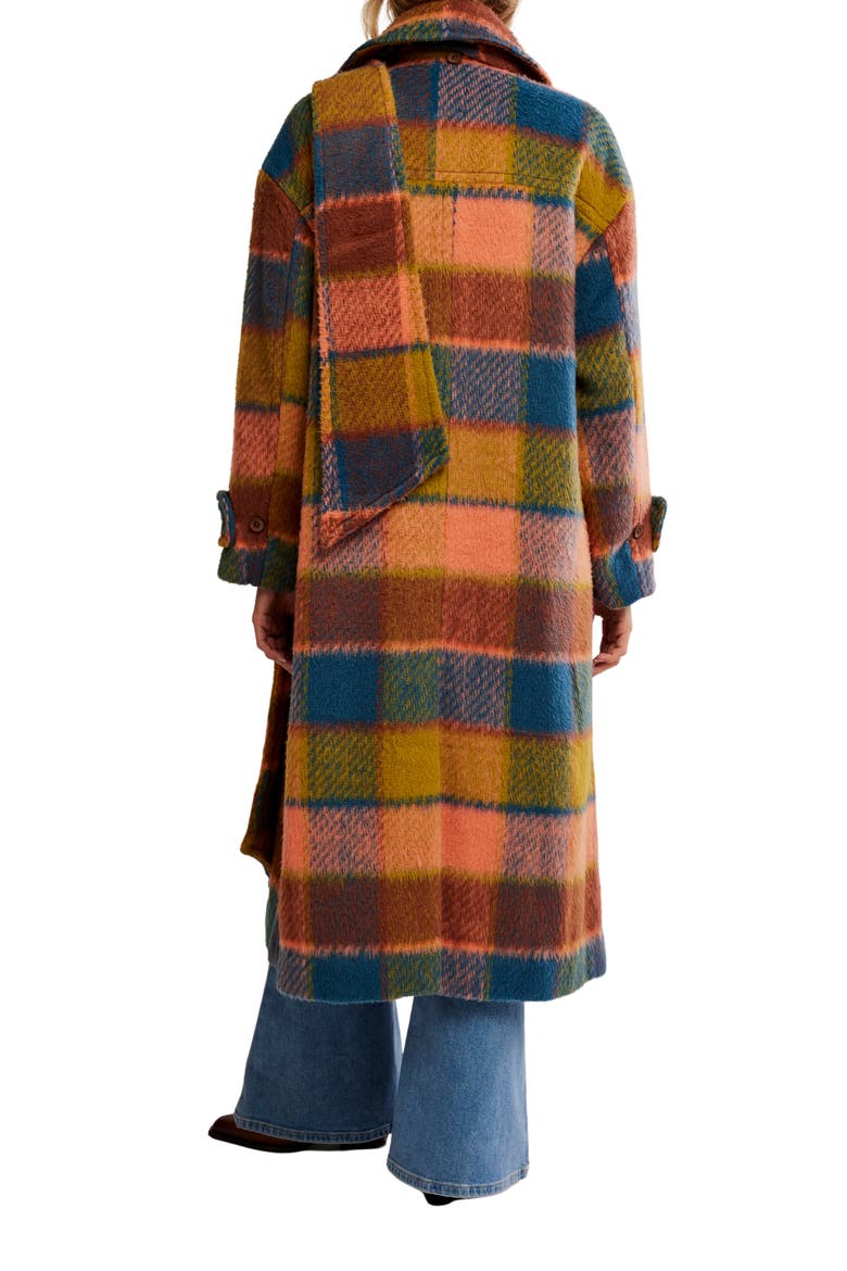 Dalton Plaid Wool Coat, Alternate, color, CORAL