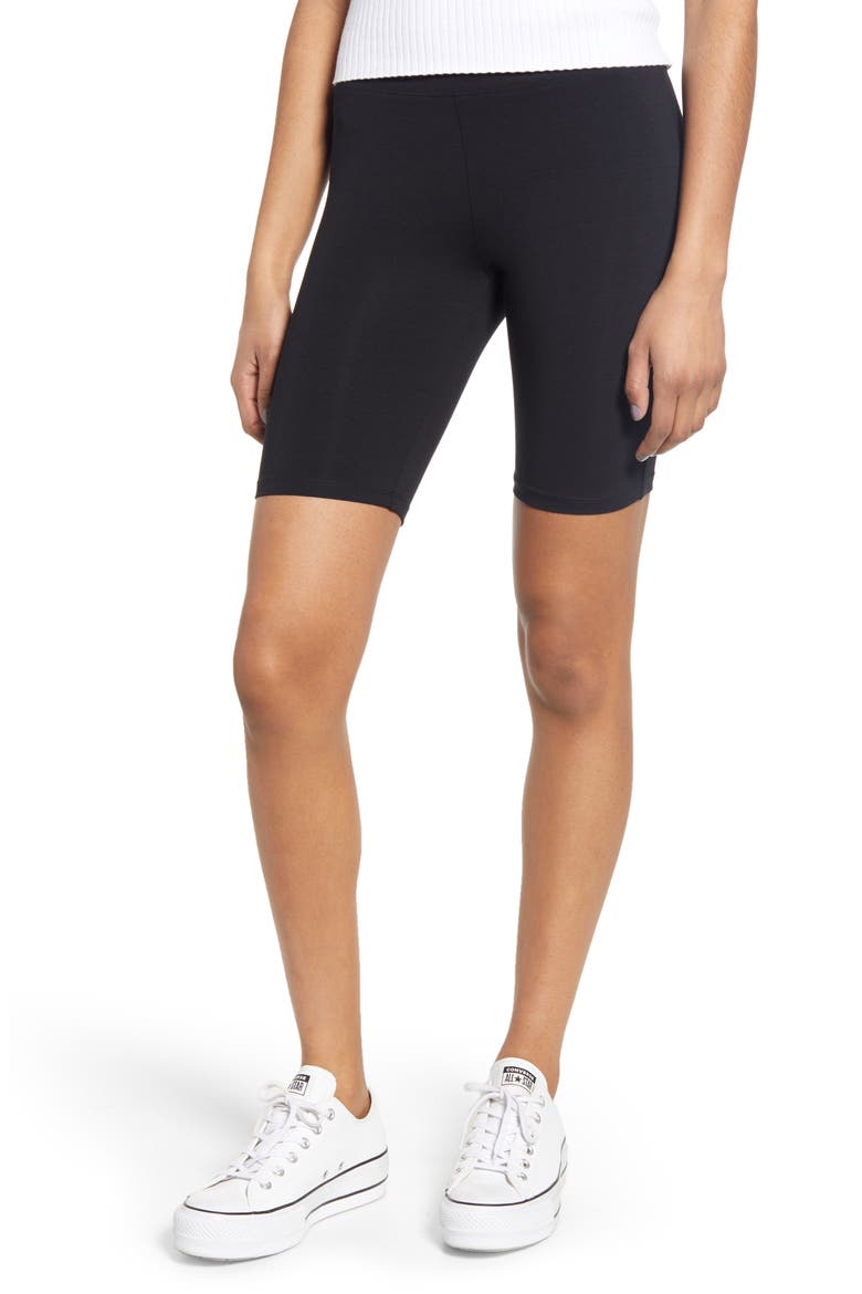 High Waist Bike Shorts, Main, color, BLACK
