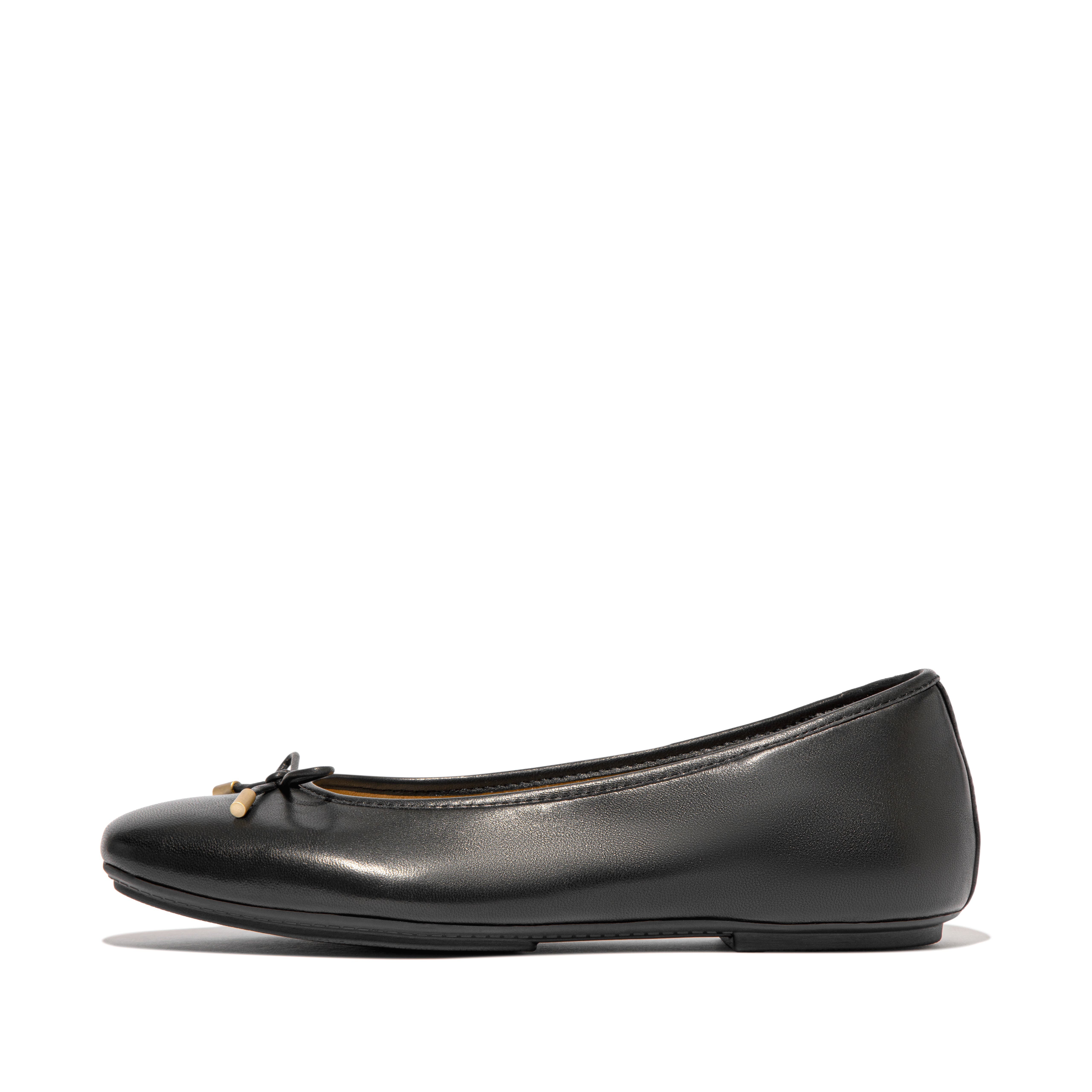 FitFlop Delicato Bow soft leather ballet flats, Alternate, color, Black