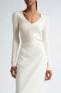 Max Mara Nadar V-Neck Pointelle Stitch Sweater