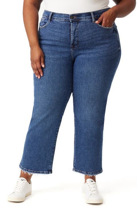 Ella High Waist Crop Slim Straight Leg Jeans (Plus)