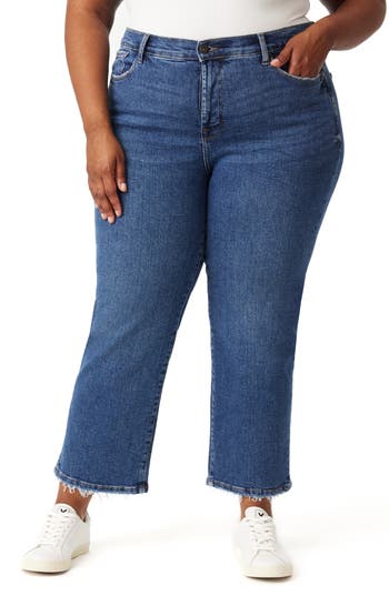 Kensie Ella High Waist Crop Slim Straight Leg Jeans In Blue