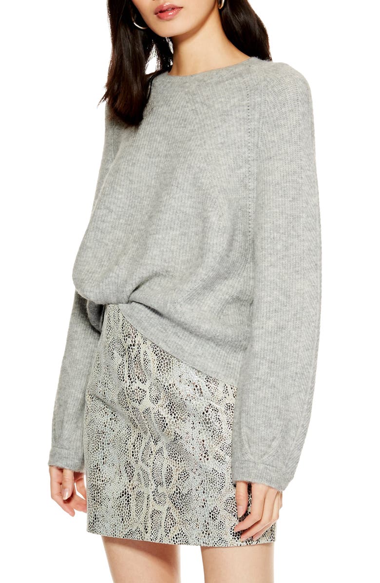 Topshop Ribbed Crewneck Sweater, Main, color,