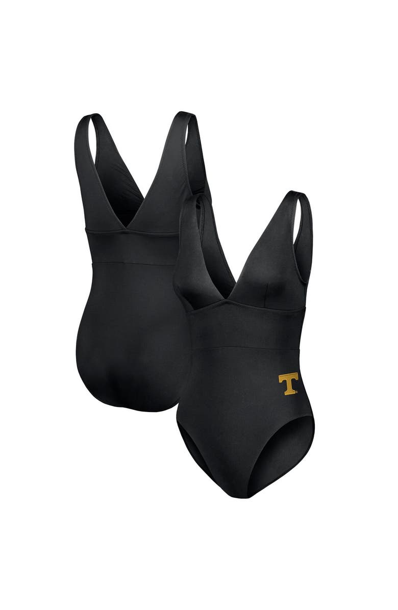 Tommy Bahama Women's Tommy Bahama Black Tennessee Volunteers Palm Modern V-Neck One-Piece Swimsuit, Main, color, 