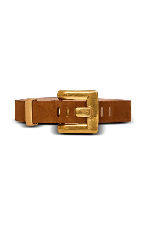 Balmain Anthem belt in suede leather in Brown at Nordstrom, Size 95