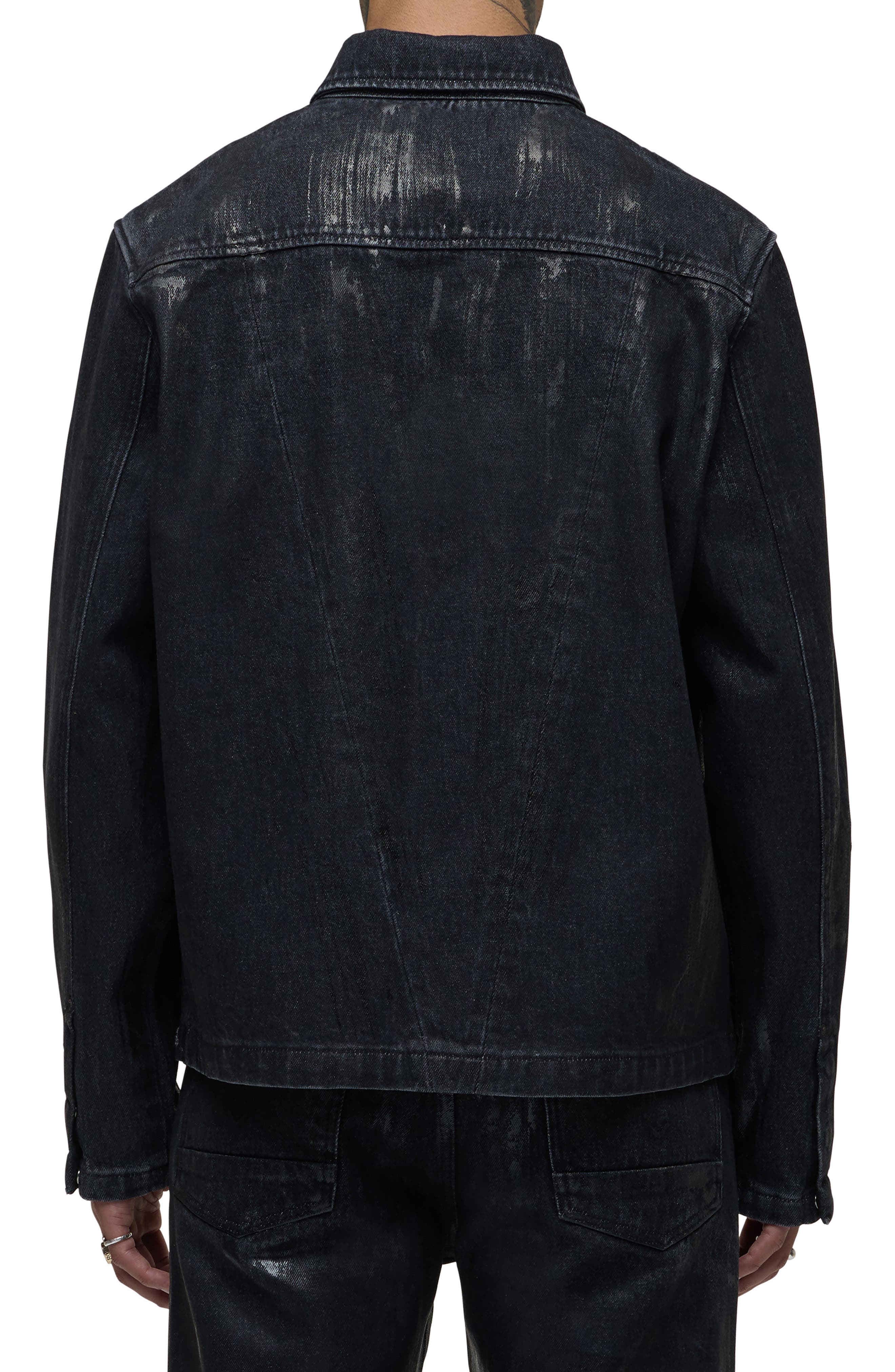 Distressed Denim Snap-Up Worker Jacket - image 2