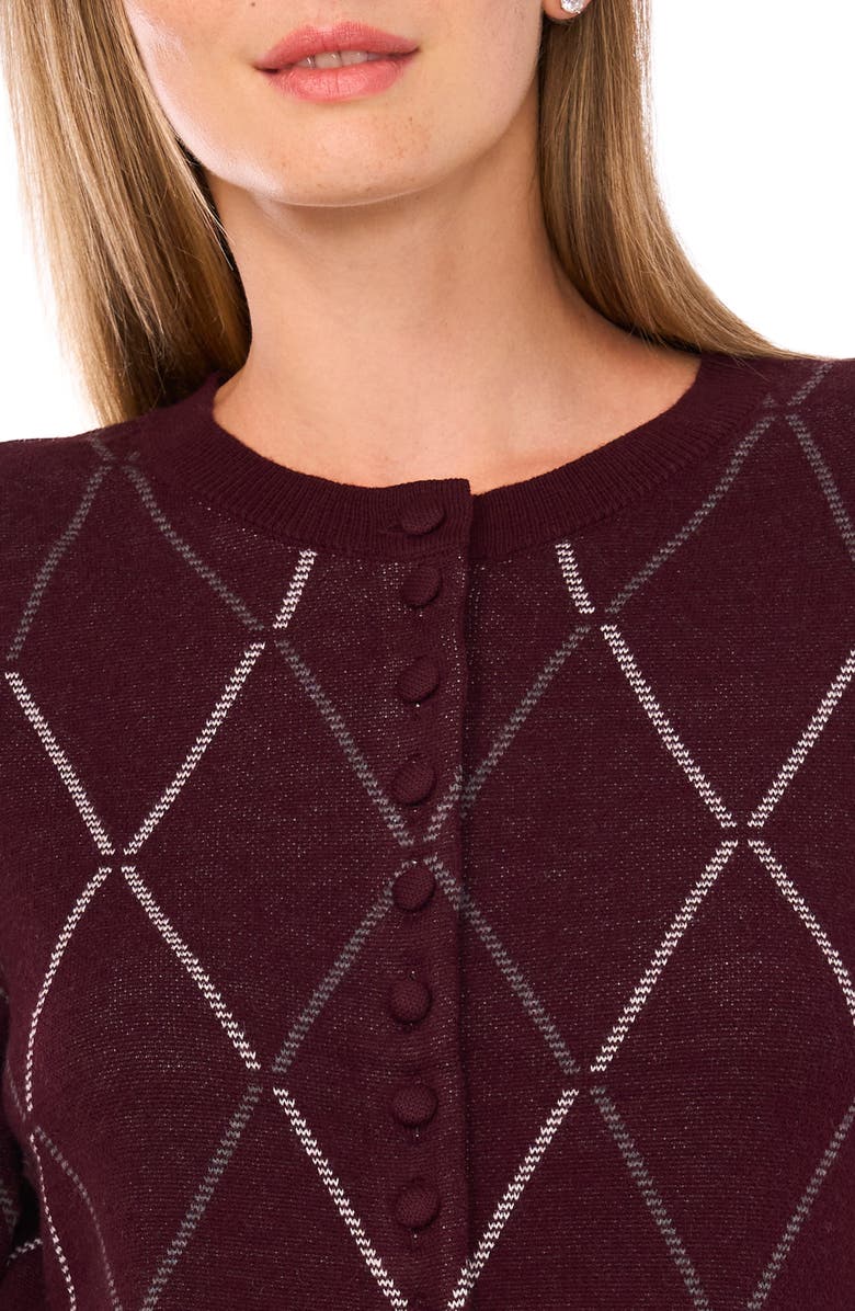Ted Baker Argyle Cardigan, Alternate, color, Chocolate Burgundy