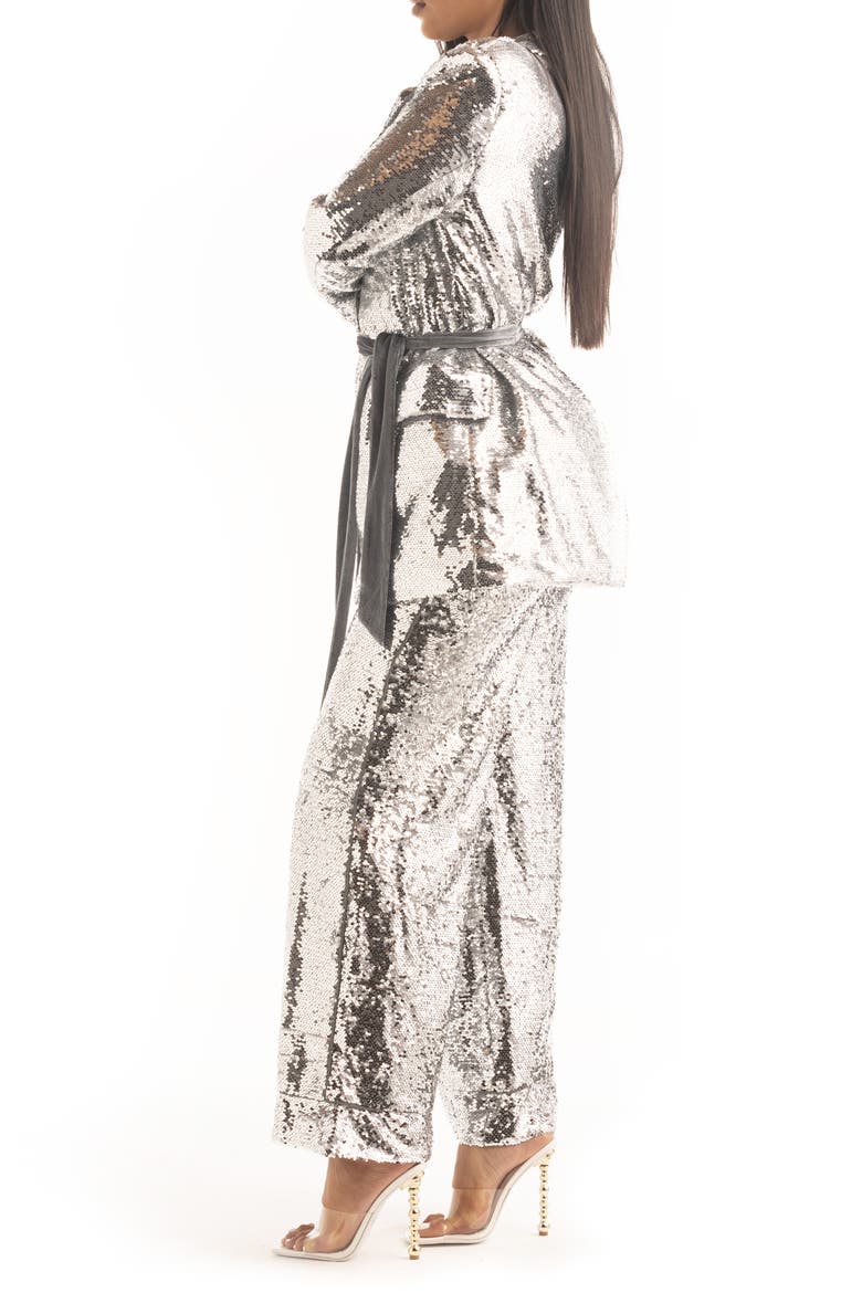 Sequin Jacket & Pants Set, Alternate, color, SILVER