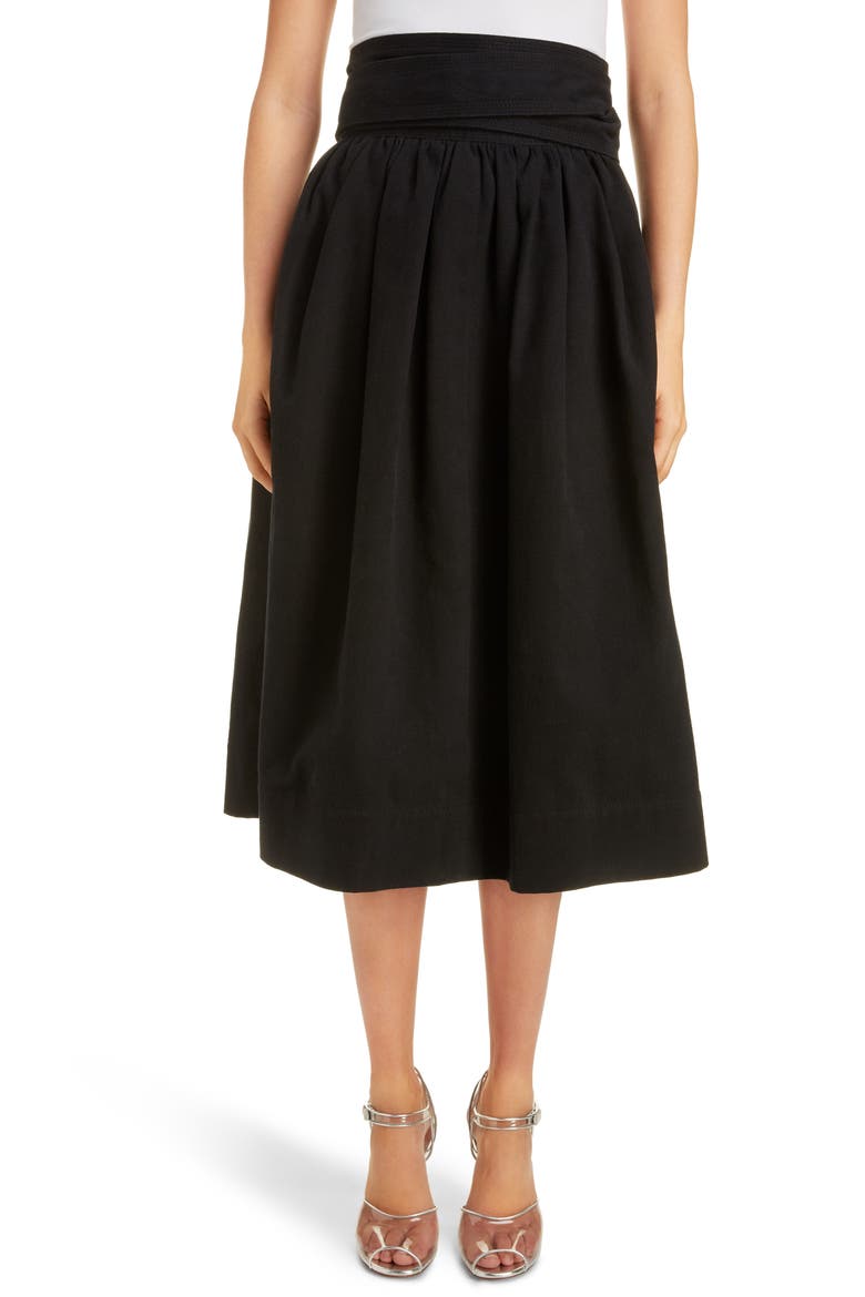 High Waist Denim Skirt, Main, color, BLACK