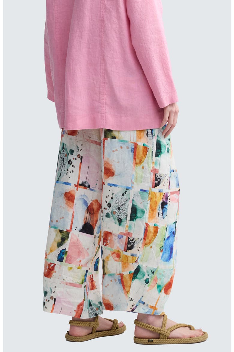 Ivara Painterly Print Linen Pants, Alternate, color, Multihued
