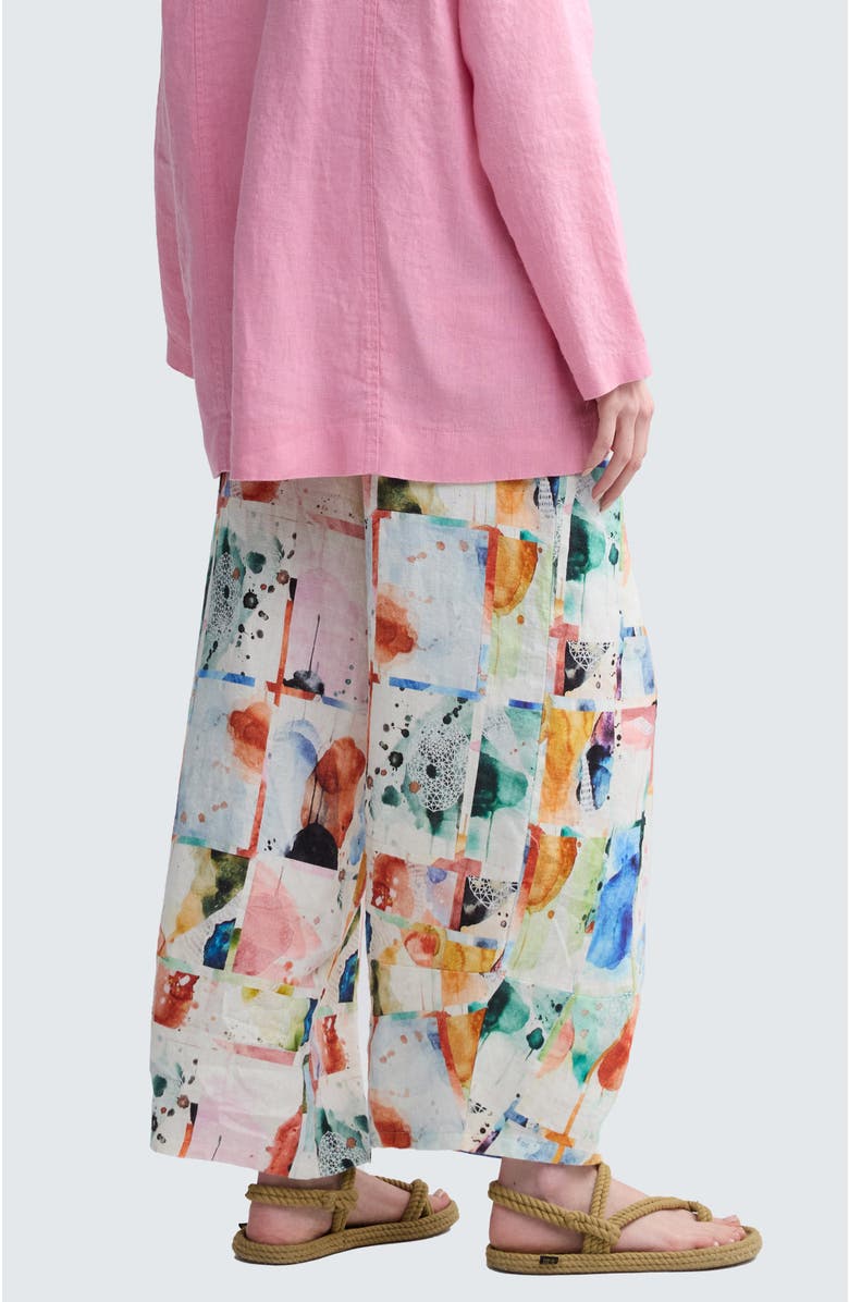 LUUKAA Ivara Painterly Print Linen Pants, Alternate, color, Multihued