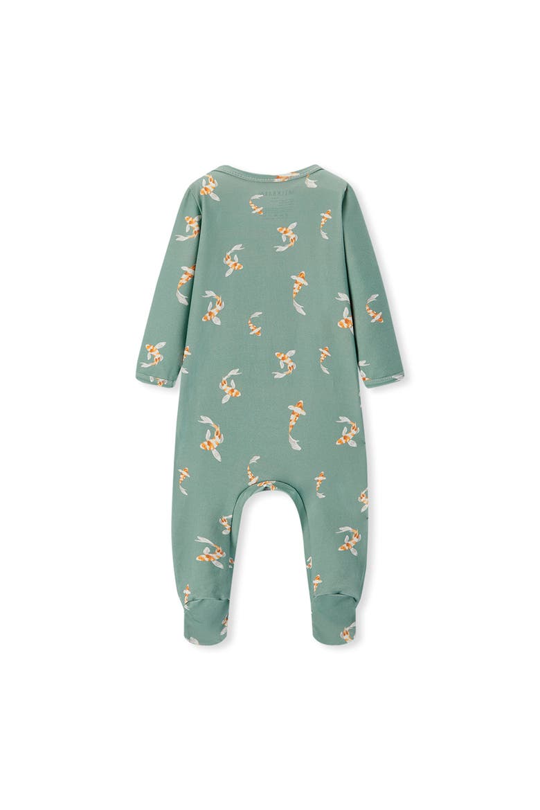 Cotton Stretch Zipper Footed Romper, Alternate, color, Swimming Koi