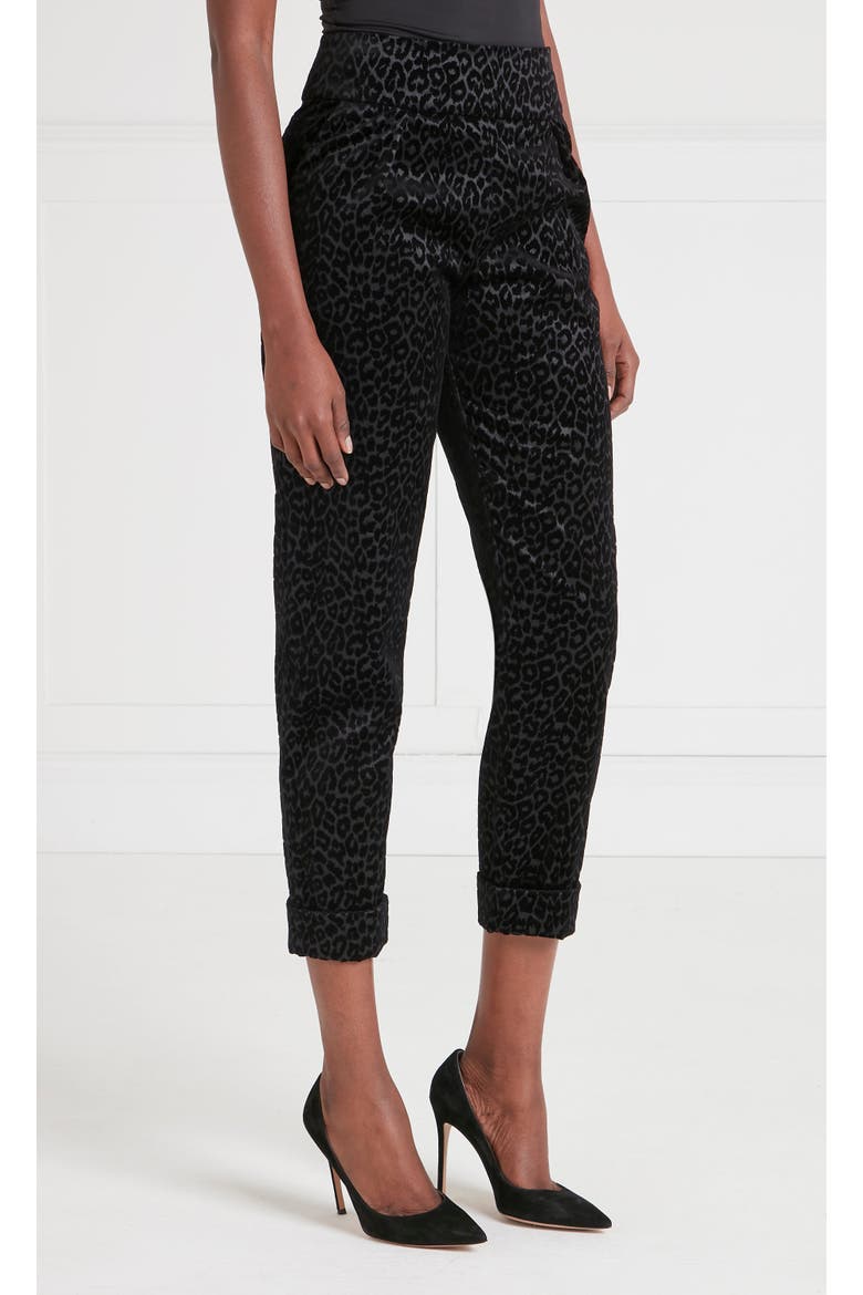 Lynx Velvet Tapered Trouser, Alternate, color, Black Tonal Leopard