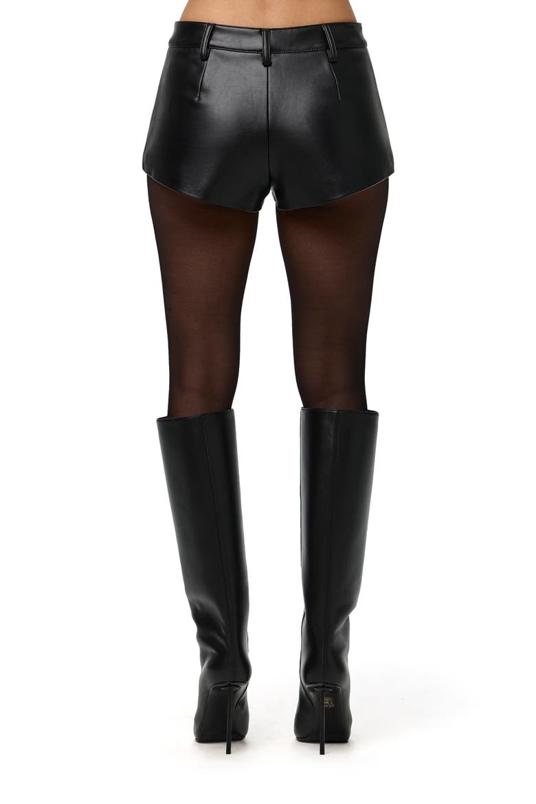 Faux Leather Hot Pants, Alternate, color, BLACK