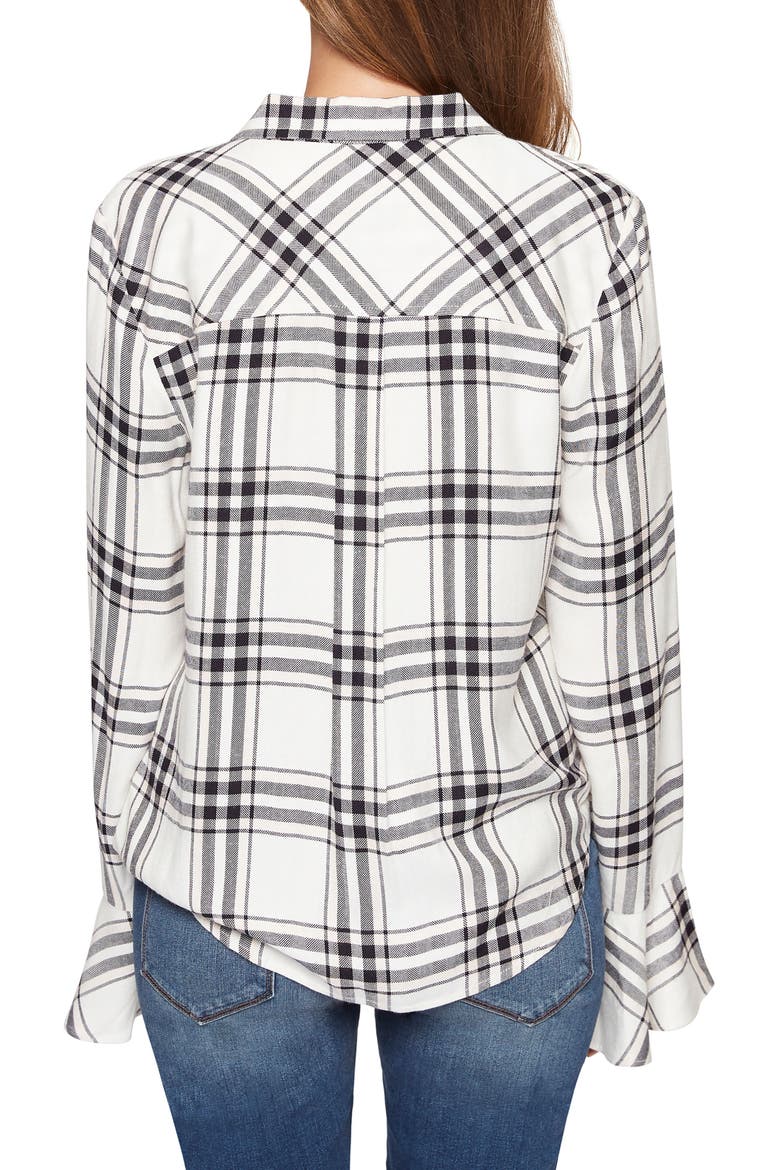 Nightscape Plaid Ruffle Cuff Shirt, Alternate, color, TOWN AND COUNTRY PLAID