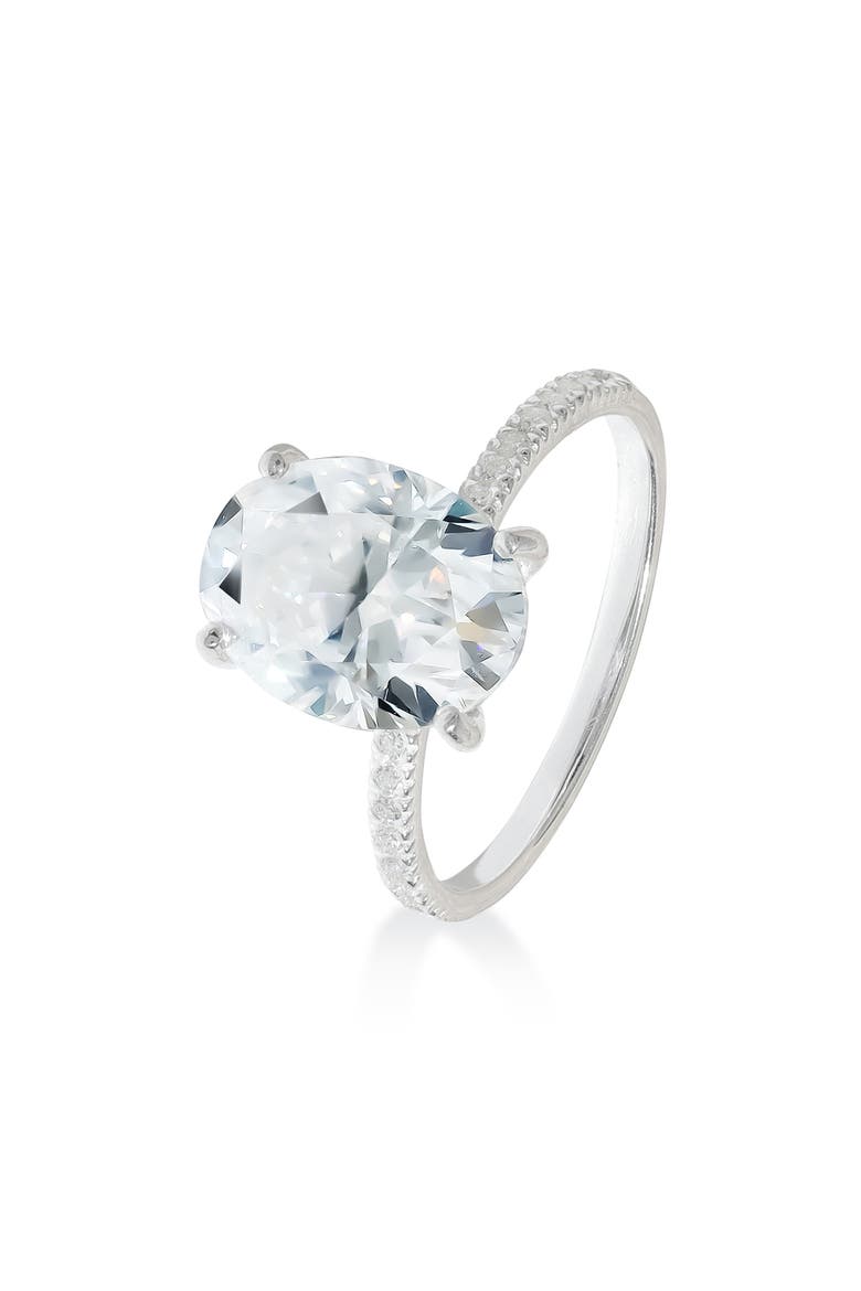 Oval Moissanite Pavé Ring, Alternate, color, WHITE