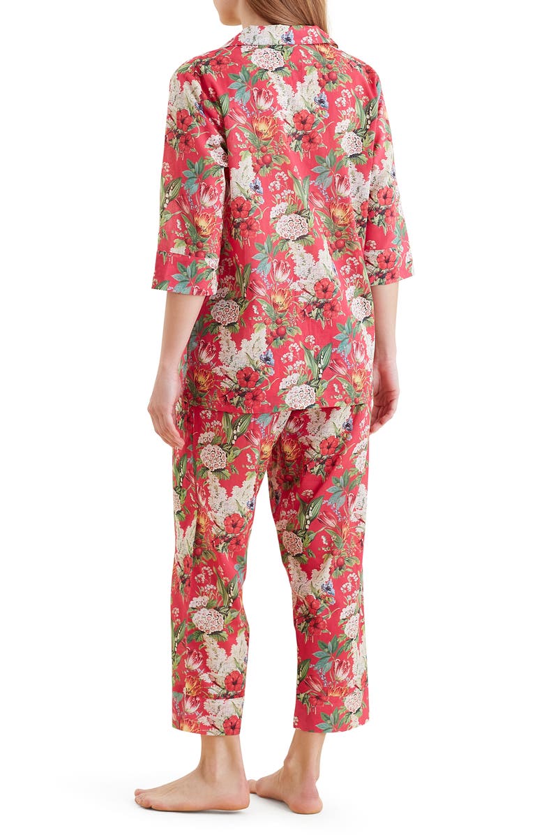Papinelle Clara Print Crop Cotton Pajamas, Alternate, color, Geranium