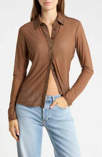 Mesh Button-Up Shirt