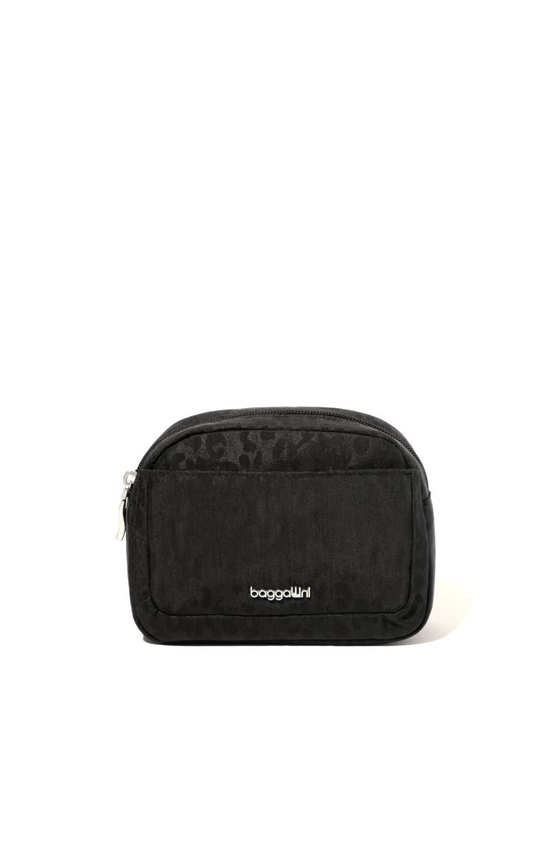 BAGGALLINI Small Pocket Cosmetic Bag, Main, color, Black Cheetah Emboss