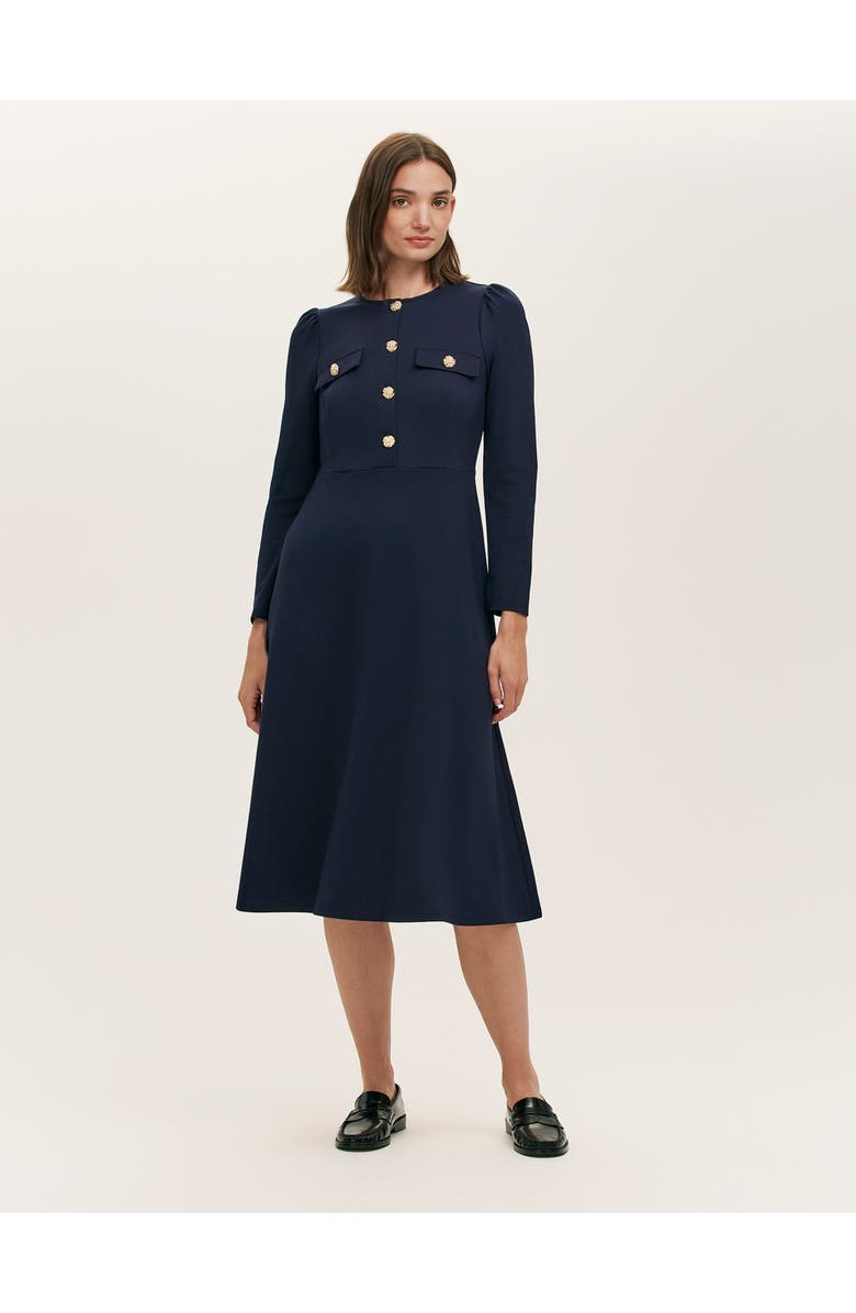 Finery London Gilly Ponte Jersey Midi Dress, Main, color, Navy
