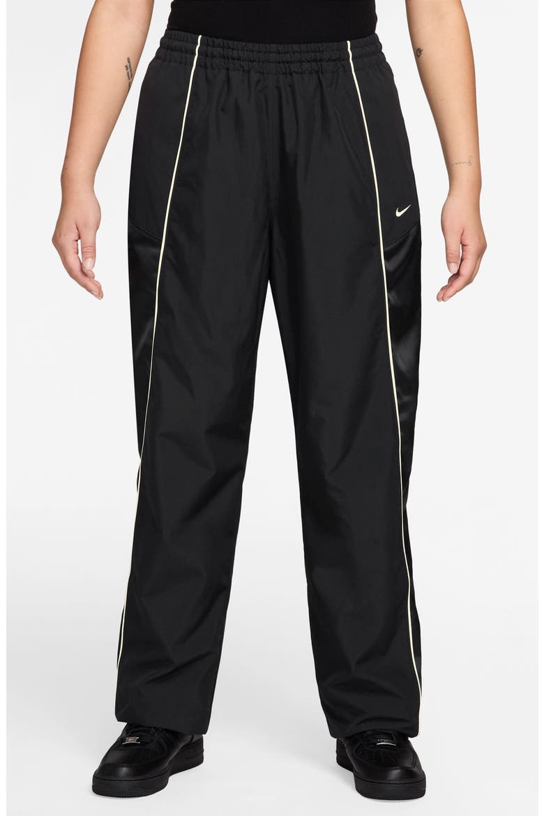 Water Repellent High Waist Track Pant, Main, color, 010 BLACK/SAIL