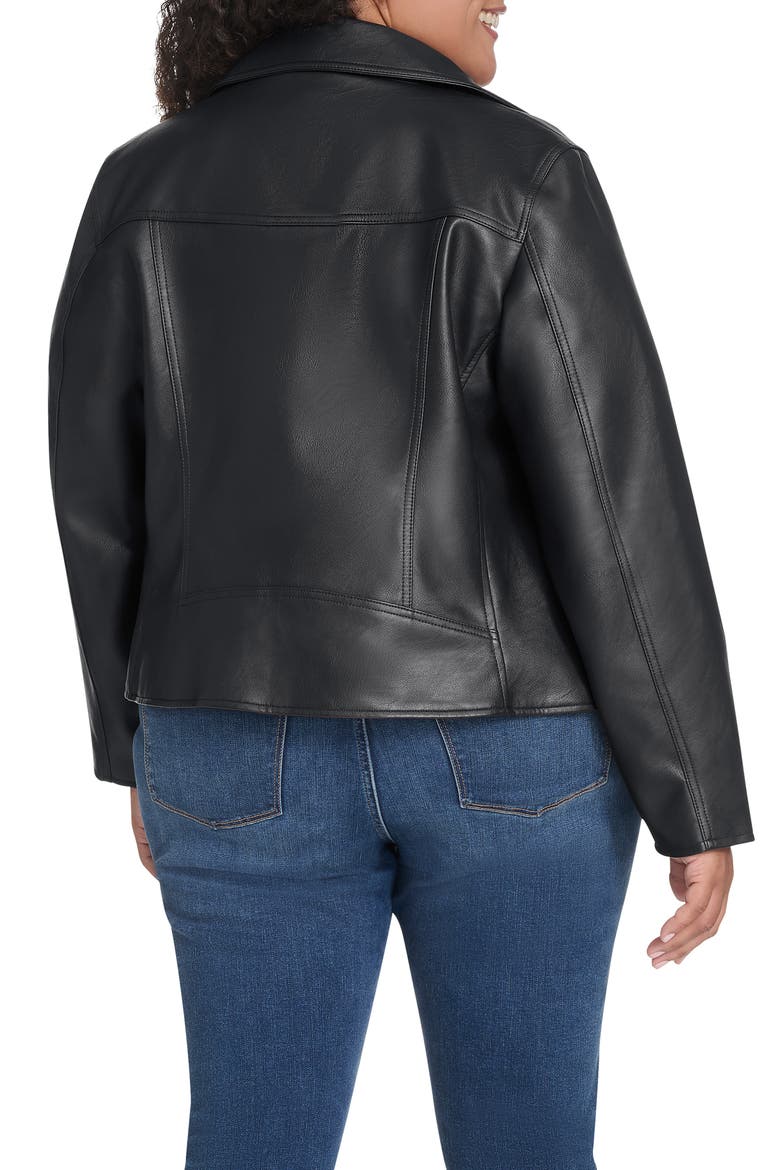 Slim Fit Faux Leather Moto Jacket, Alternate, color, BLACK