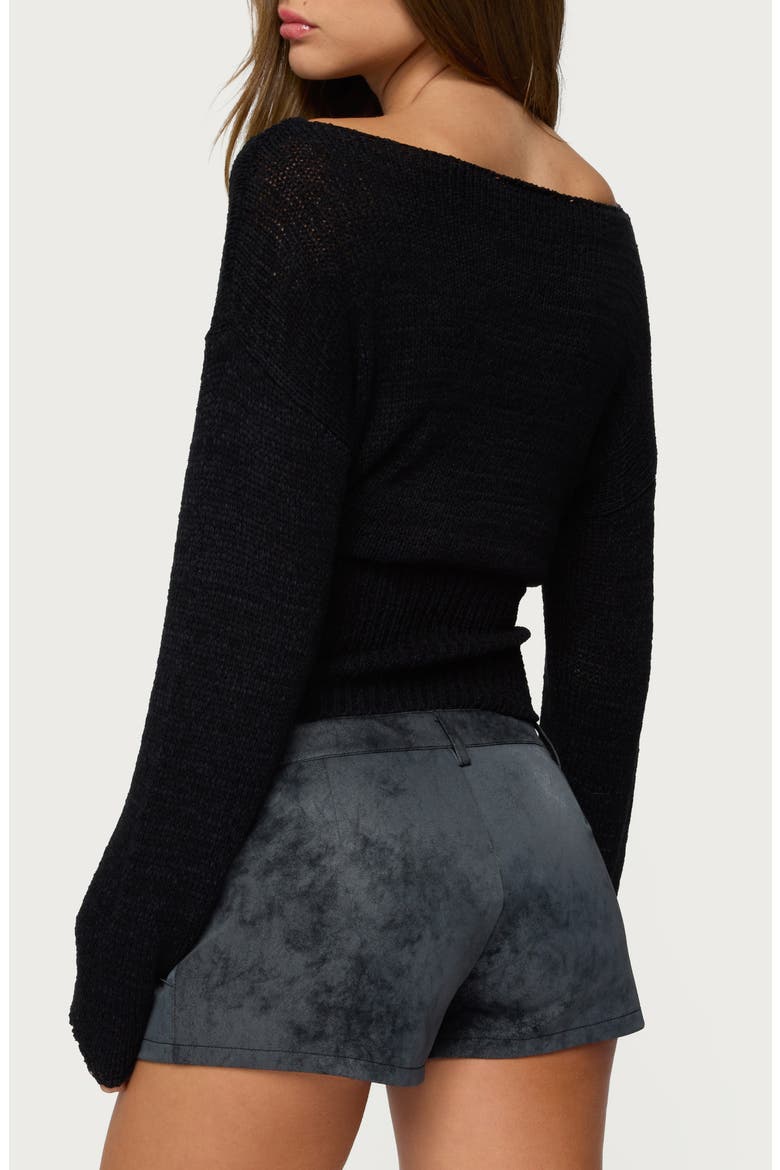 Tezi Boat Neck Crop Sweater, Alternate, color, BLACK