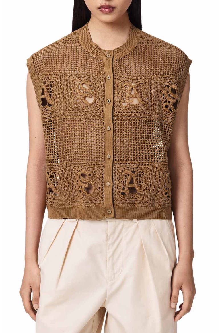 Kyra Open Stitch Sweater Vest, Main, color, PINTO BROWN