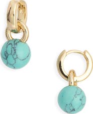 Kenneth Jay Lane Simulated Turquoise Huggie Hoop Earrings