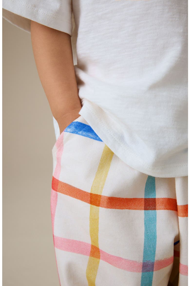 Kids' Rainbow Check Barrel Leg Cotton Pants, Alternate, color, NEUTRAL