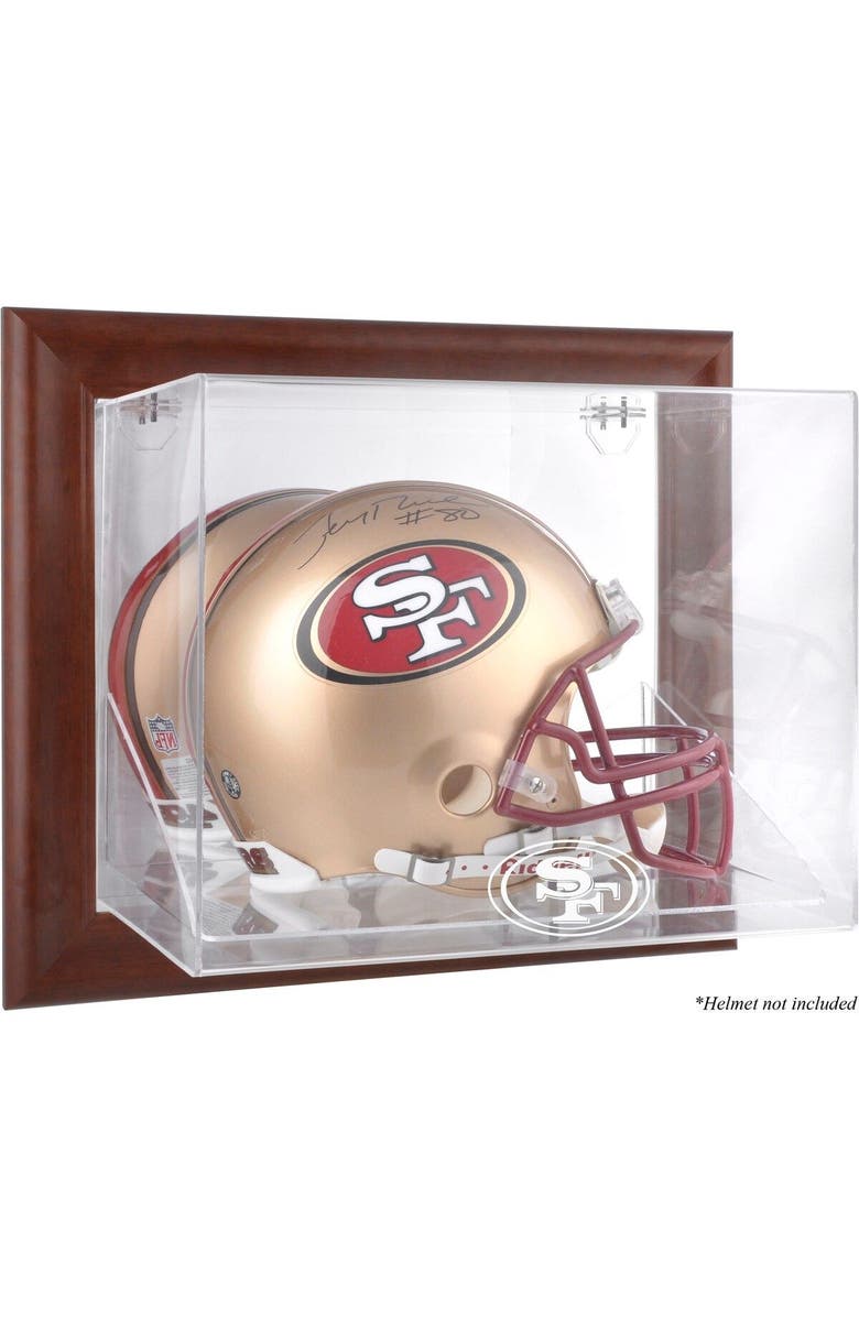 FANATICS AUTHENTIC San Francisco 49ers Brown Framed Wall-Mountable Logo Helmet Case, Main, color, 