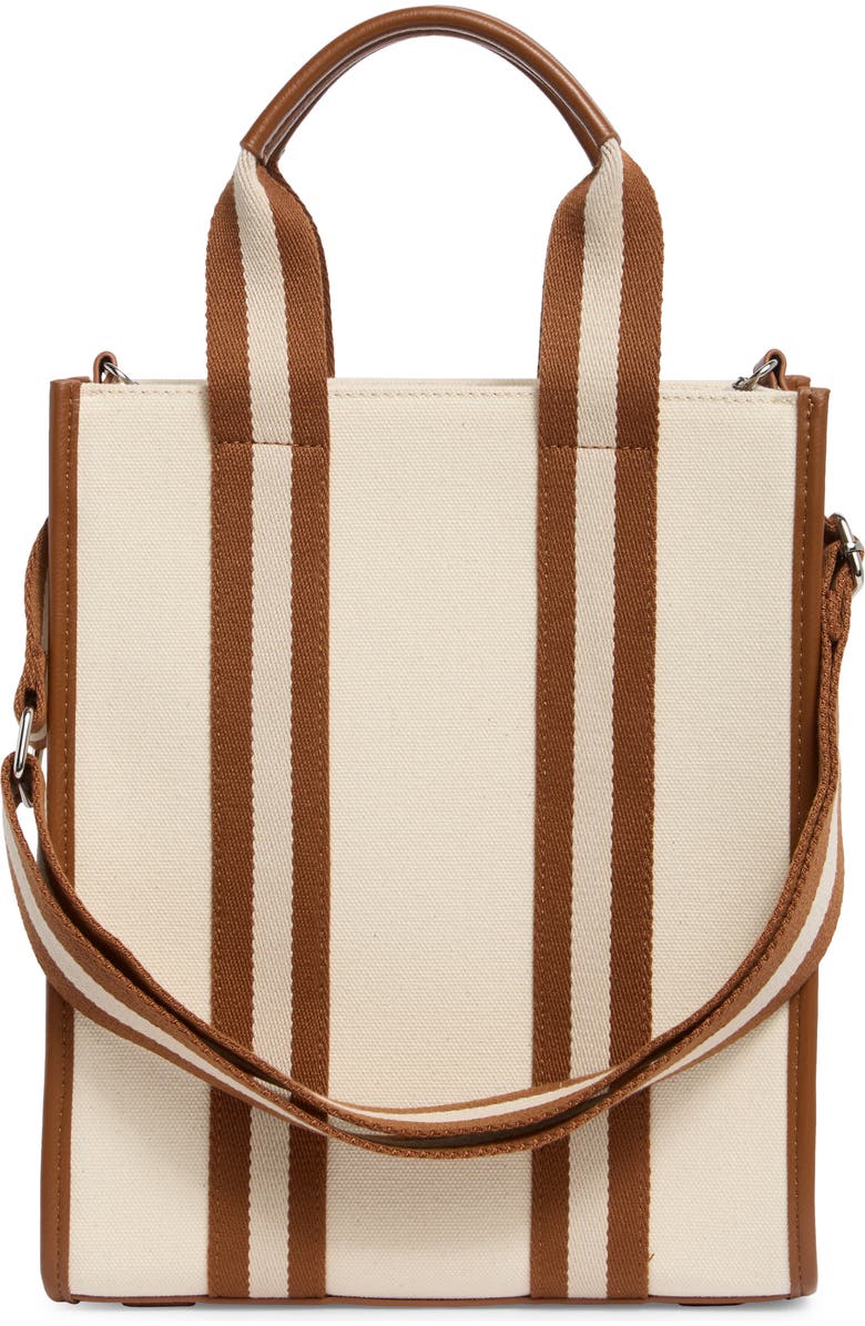 BCBG Contrast Pocket Mini Tote Bag, Alternate, color, Natural/ Cognac