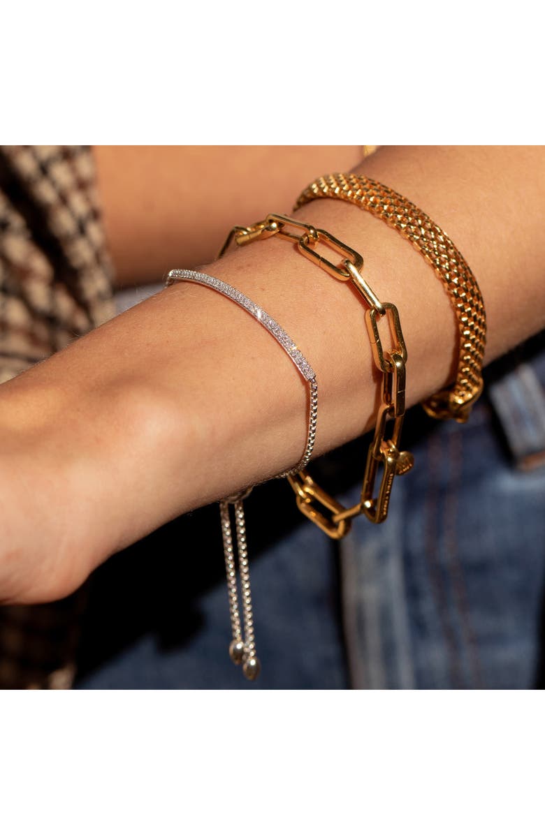 Monica Vinader Stellar Pavé Diamond Mini Bar Bracelet, Alternate, color, Silver