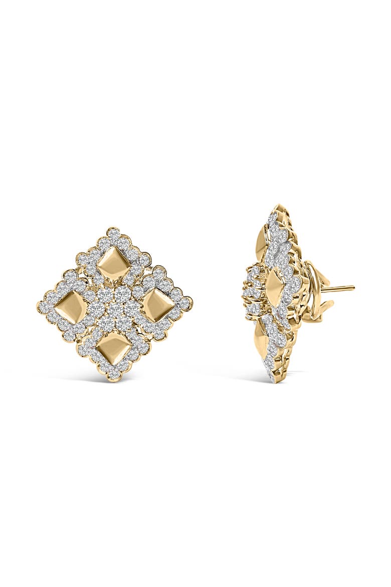 18K Yellow Gold Diamond 5 1/5 Cttw Geometric Cluster Stud Earrings, Alternate, color, Yellow