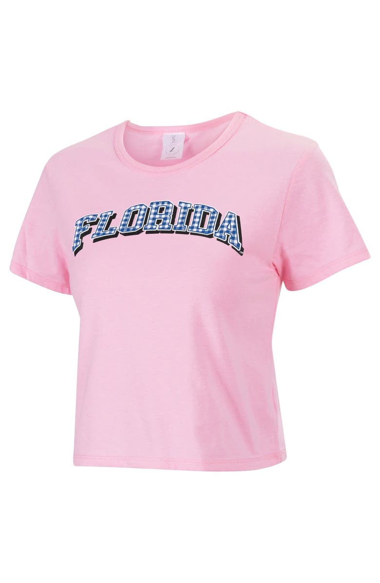 ZOOZATZ Women's ZooZatz Pink Florida Gators Gingham Logo Cropped T-Shirt, Alternate, color, Pink