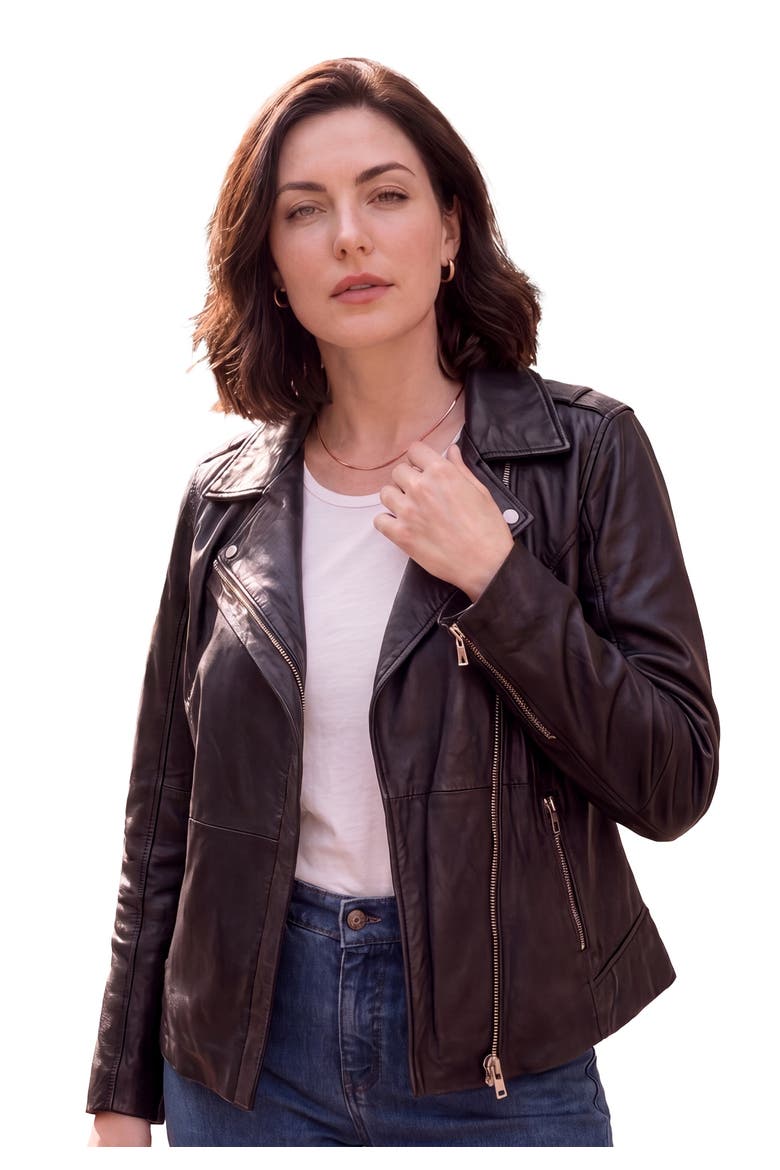 Moto Leather Jacket, Main, color, BLACK