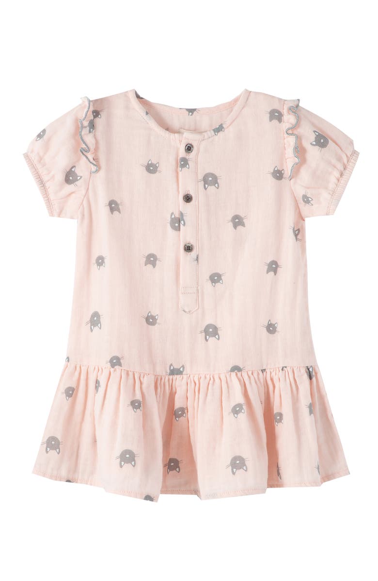 Peek Aren't You Curious Peek Essentials Cat Print Drop Waist Dress, Main, color, 