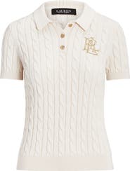 Lauren Ralph Lauren Cable Knit Cotton Polo Sweater
