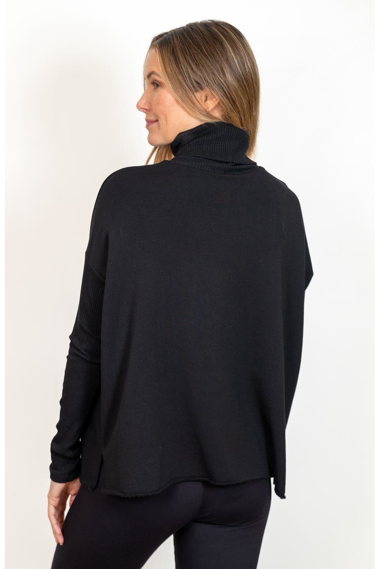 Light Hug® Bra-Free Fleece Turtleneck, Alternate, color, Black