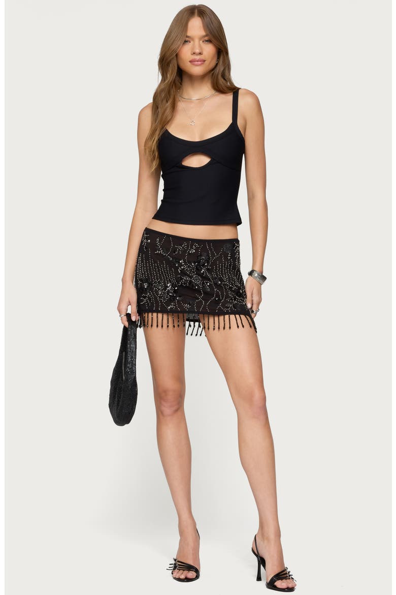 Karin Cutout Crop Tank, Alternate, color, BLACK