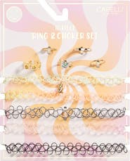 Capelli New York Kids' 10-Piece Choker Necklace & Ring Set
