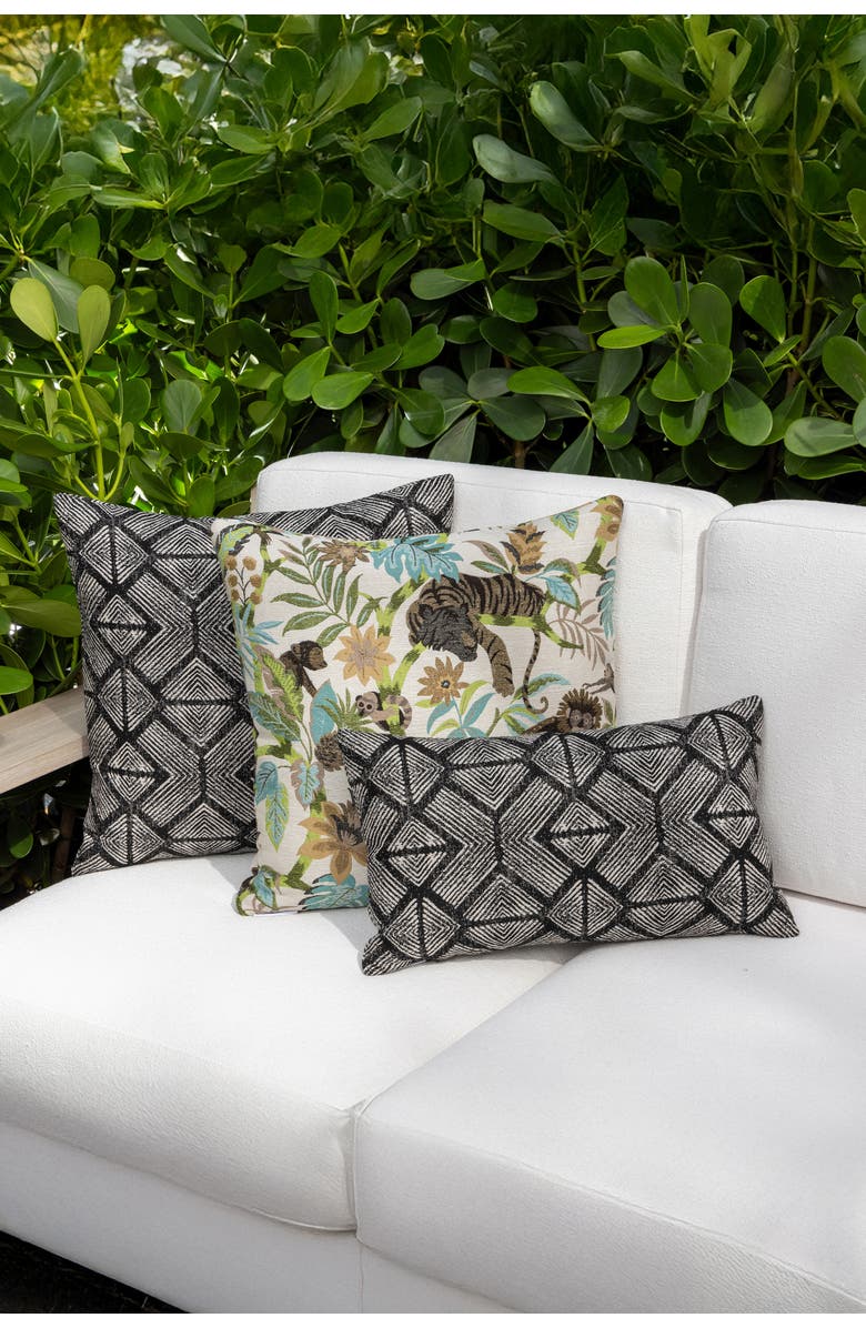 Elaine Smith Bakuba Indoor & Outdoor Woven Accent Pillow, Alternate, color, Ebony