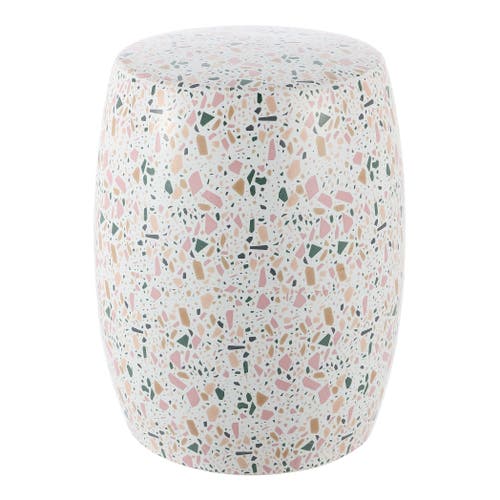 Jonathan Y Chiara 17.5" Terrazzo Ceramic Garden Stool In White/pink