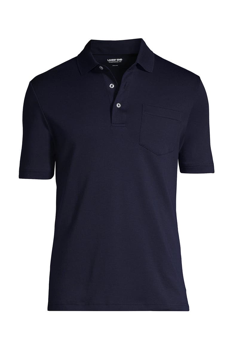 Short Sleeve Cotton Supima Polo Shirt with Pocket, Alternate, color, Radiant Navy