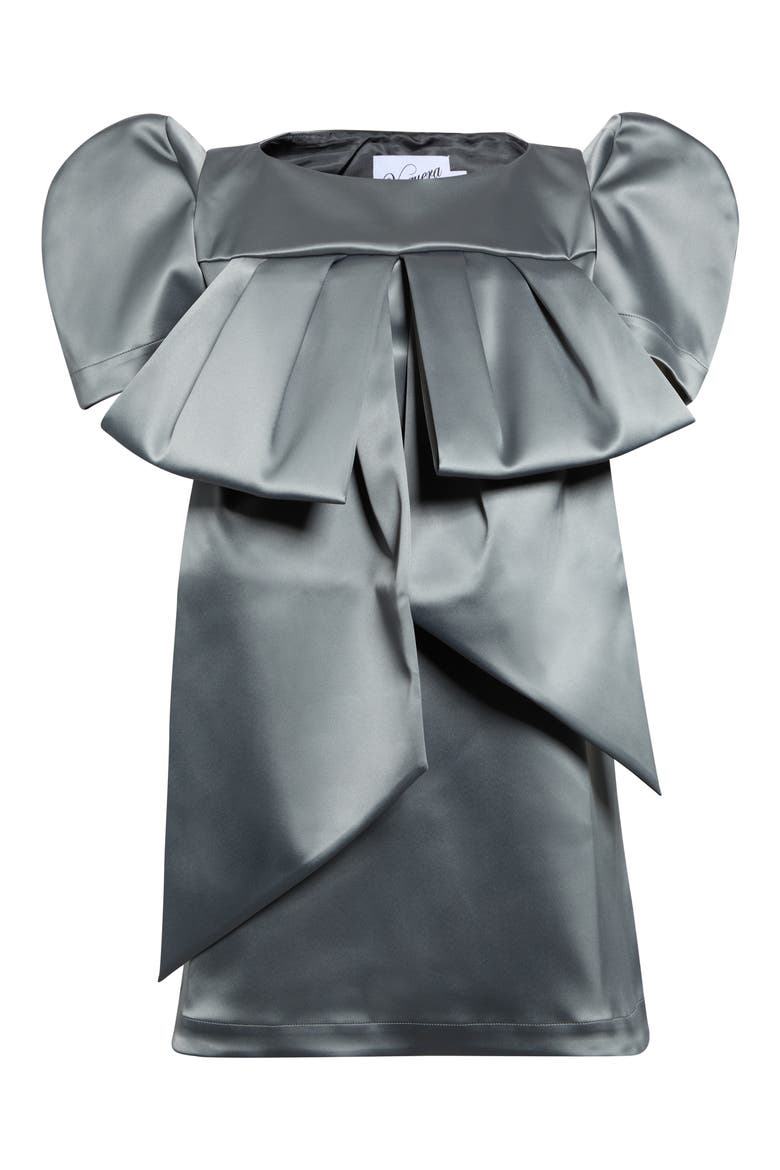 Stretch Satin Bow Minidress, Alternate, color, GREY