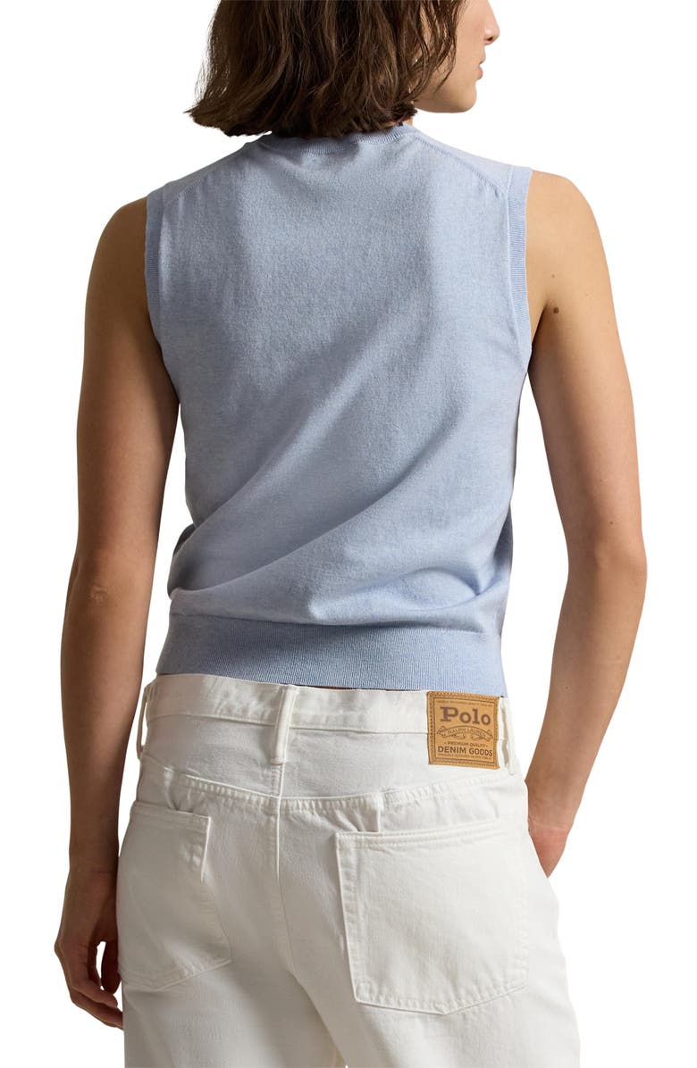 Polo Ralph Lauren Sleeveless Cotton Blend Sweater, Alternate, color, Stone Blue Heather