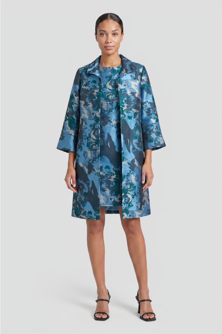 Abstract Jacquard Woven Topper, Alternate, color, Deep Teal