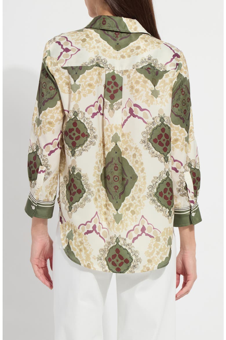 Ishani Scarf Print Button-Up Satin Shirt, Alternate, color, PLACED ARTFUL SCARF